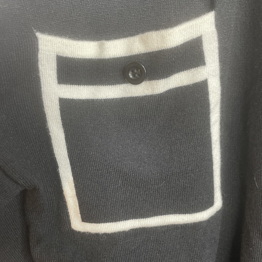 Womens Cardigan Sweater 3XL Black White Trim Old Money Classic Elegant Timeless - Picture 4 of 8
